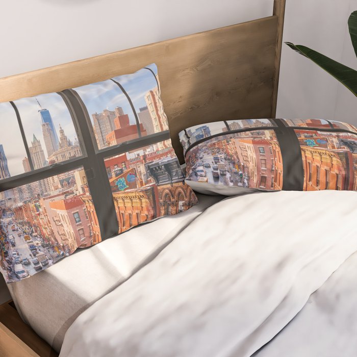 New York City Window | Lower Manhattan Pillow Sham Gallery Image 2