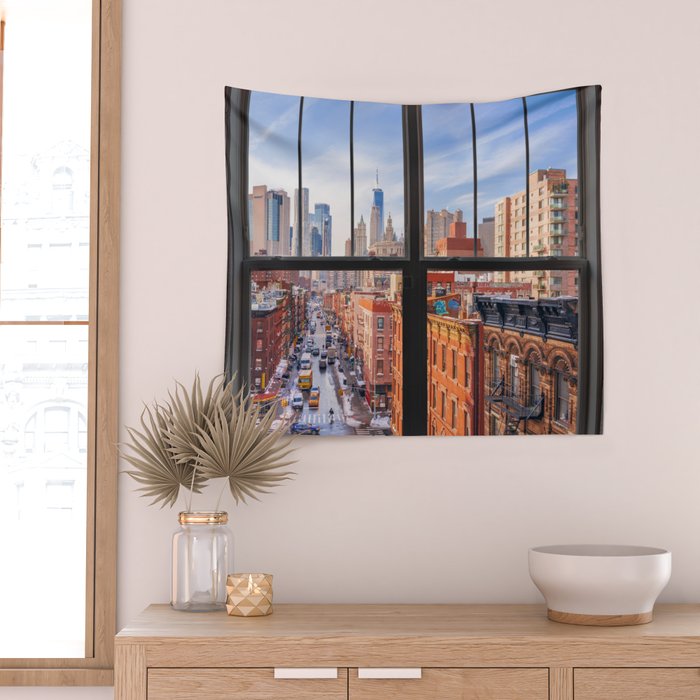 New York City Window | Lower Manhattan Wall Tapestry Gallery Image 2