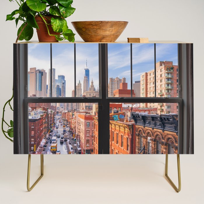 New York City Window | Lower Manhattan Credenza Gallery Image 1