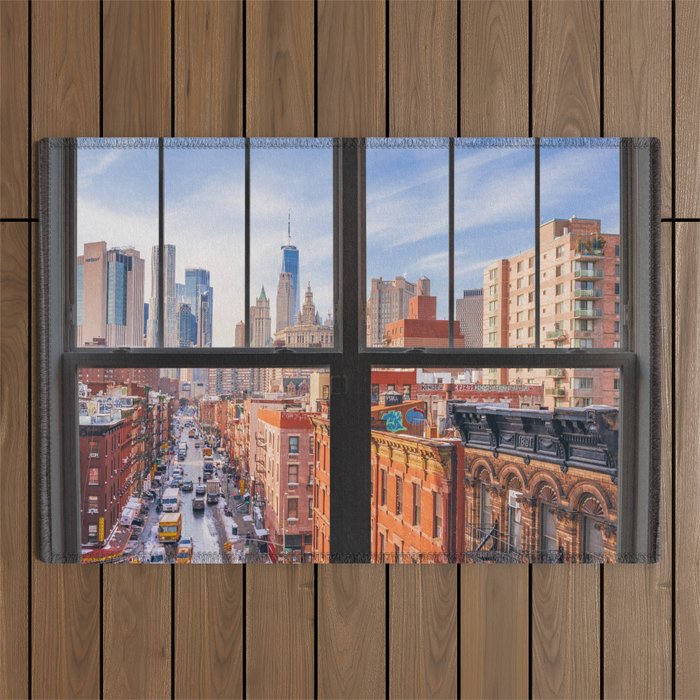 New York City Window | Lower Manhattan Outdoor Rug Gallery Image 1