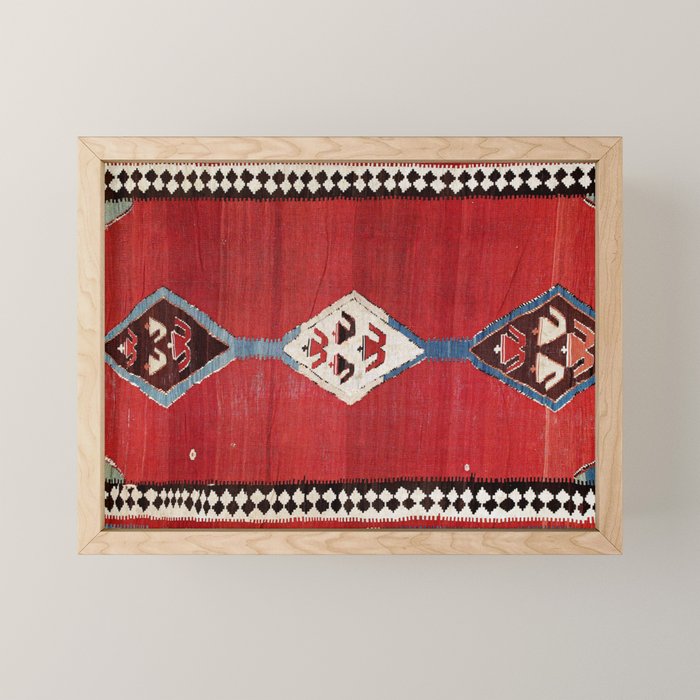 Bijar Antique Kurdish Persian Kilim Print Mini Art Print Gallery Image 1