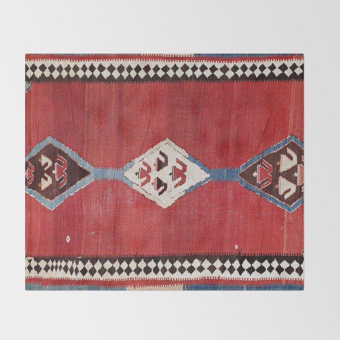 Bijar Antique Kurdish Persian Kilim Print Throw Blanket Gallery Image 2