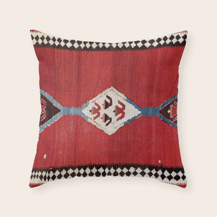 Bijar Antique Kurdish Persian Kilim Print Throw Pillow Gallery Image 6