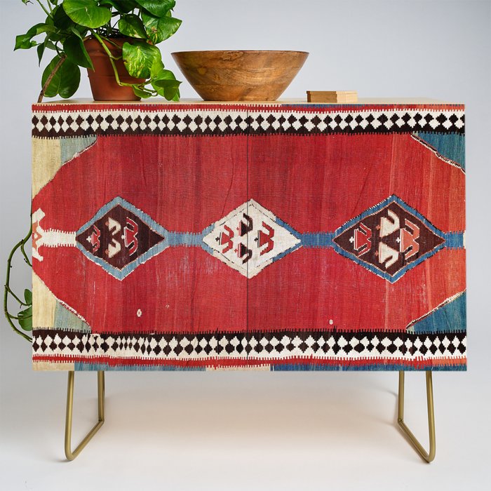 Bijar Antique Kurdish Persian Kilim Print Credenza Gallery Image 1
