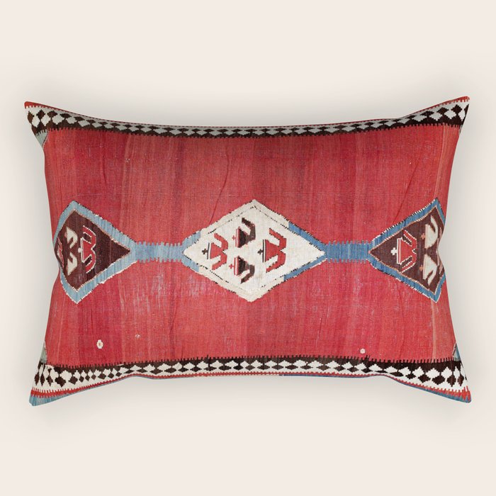 Bijar Antique Kurdish Persian Kilim Print Rectangular Pillow Gallery Image 1