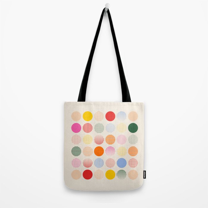 Retro Geometric Circles: Peach Bauhaus Edition Tote Bag Gallery Image 2