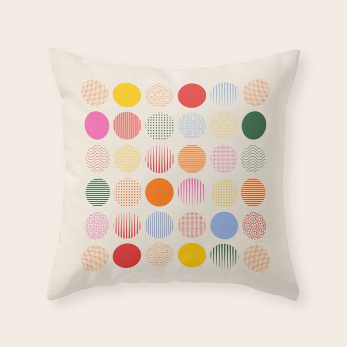 Retro Geometric Circles: Peach Bauhaus Edition Throw Pillow Gallery Image 6