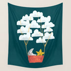 Hot cloud baloon - moon and star Wall Tapestry Gallery Image 4
