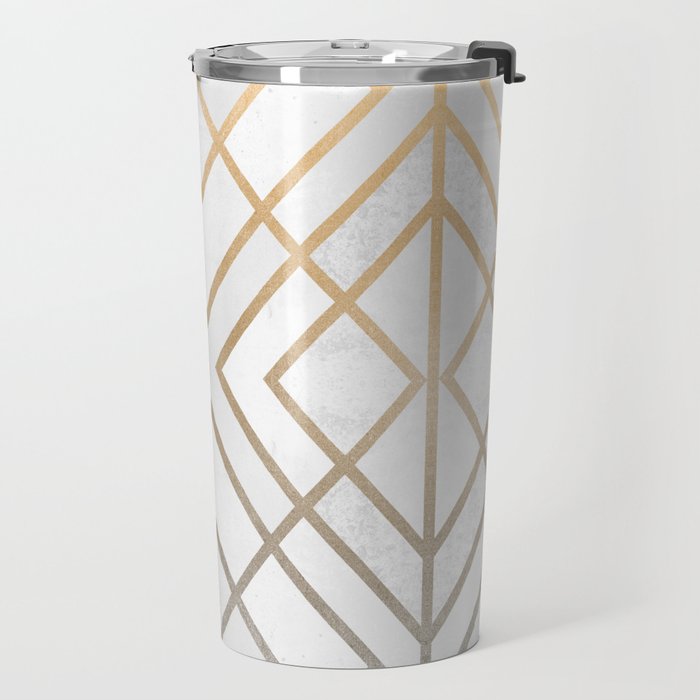Gold And Grey Geo Travel Mug Gallery Image 2