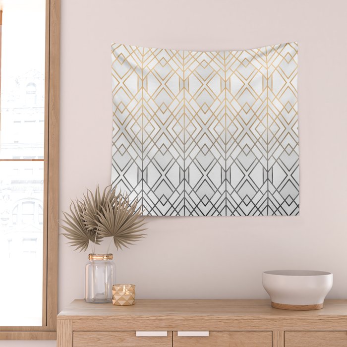 Gold And Grey Geo Wall Tapestry Gallery Image 2