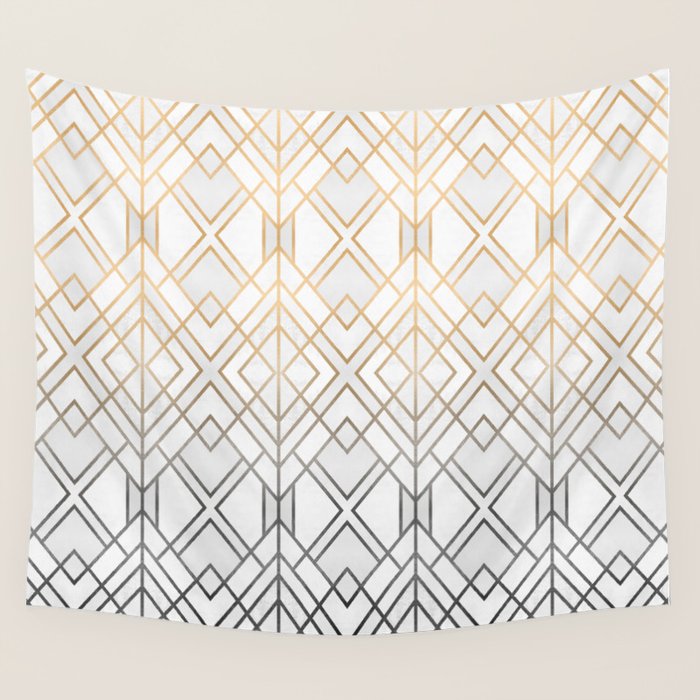Gold And Grey Geo Wall Tapestry Gallery Image 4