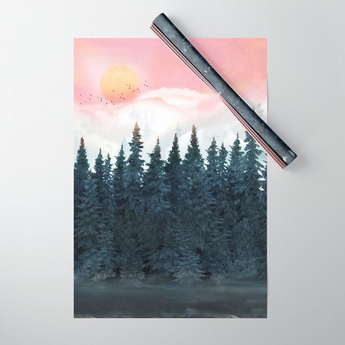 Forest Under the Sunset Wrapping Paper Gallery Image 1