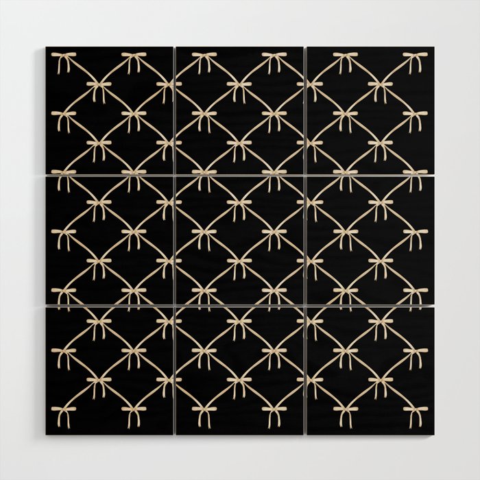 Bows & Ribbons Pattern XLVII Black and White Wood Wall Art Gallery Image 1