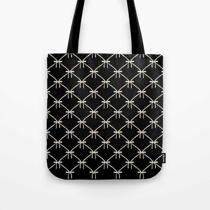 Bows & Ribbons Pattern XLVII Black and White Tote Bag Gallery Image 1