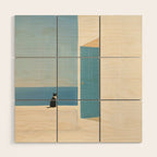 Quiet Cat by the Sea Wood Wall Art Gallery Image 1