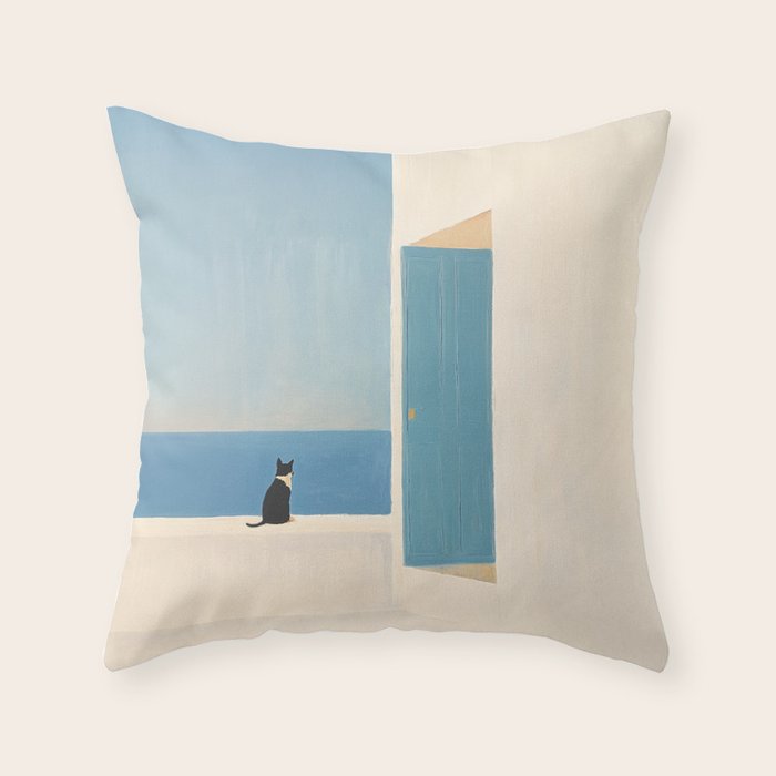 Quiet Cat by the Sea Throw Pillow Gallery Image 6