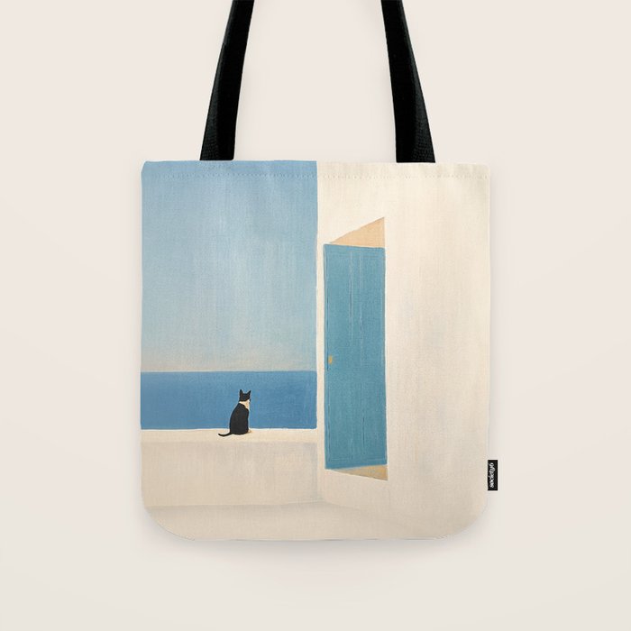 Quiet Cat by the Sea Tote Bag Gallery Image 1