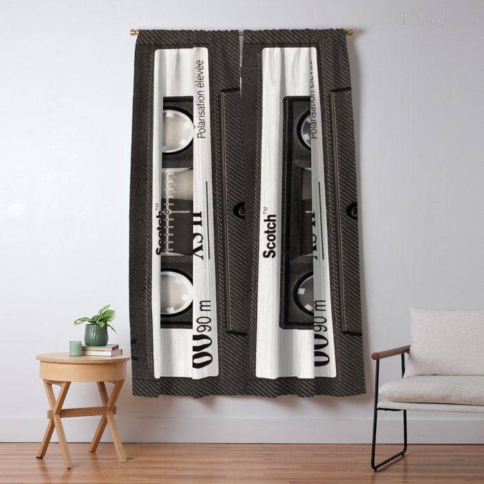 Cassette Tape Black And White #decor #society6 #buyart Window Curtain Gallery Image 1