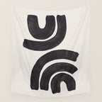 Reflection Mid Century Modern Minimalist Black Ink Painting Funky Tribal Wall Tapestry Gallery Image 4
