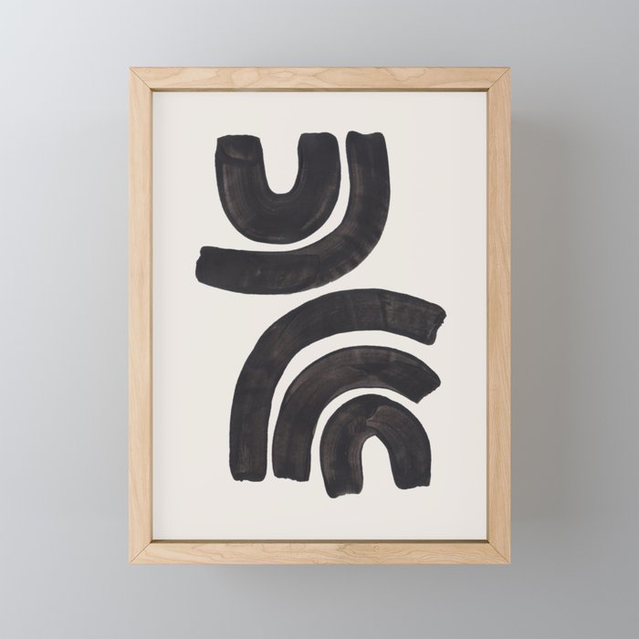 Reflection Mid Century Modern Minimalist Black Ink Painting Funky Tribal Mini Art Print Gallery Image 1