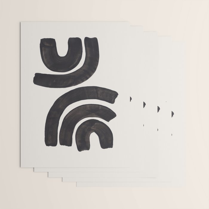 Reflection Mid Century Modern Minimalist Black Ink Painting Funky Tribal Wrapping Paper Gallery Image 3