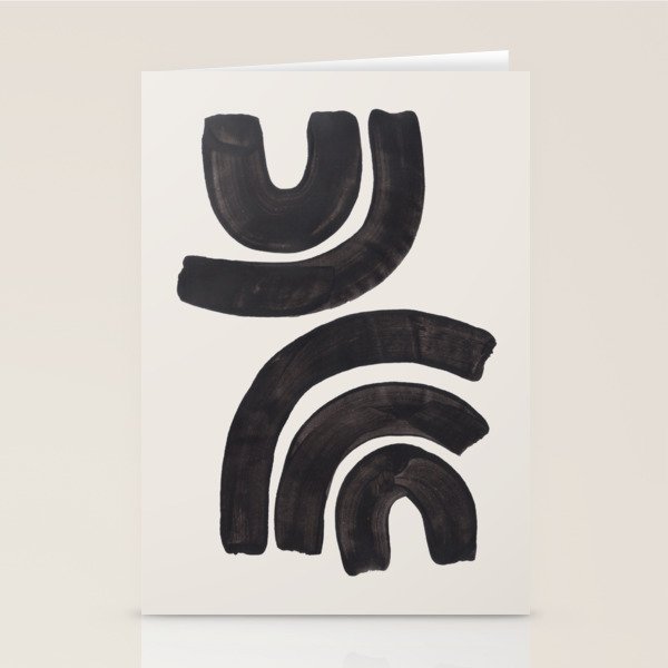 Reflection Mid Century Modern Minimalist Black Ink Painting Funky Tribal Stationery Card Gallery Image 2