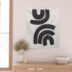 Reflection Mid Century Modern Minimalist Black Ink Painting Funky Tribal Wall Tapestry Gallery Image 2