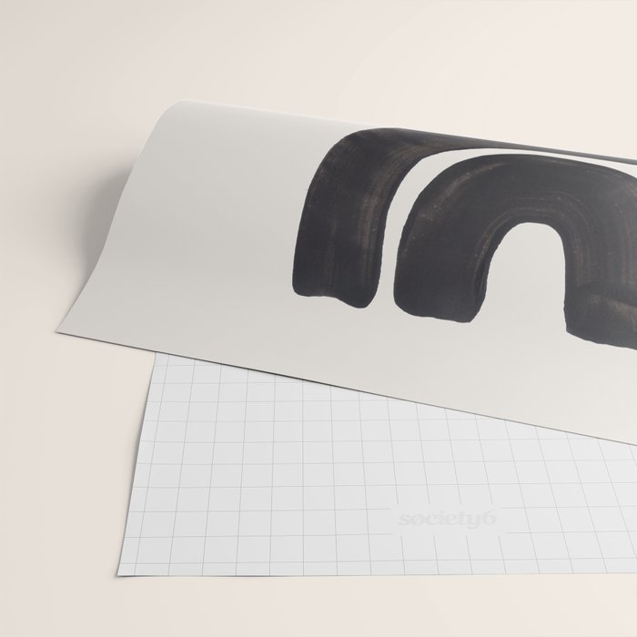 Reflection Mid Century Modern Minimalist Black Ink Painting Funky Tribal Wrapping Paper Gallery Image 2