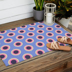 Geometric Mid century Modern blue abstract Outdoor Rug Gallery Image 2