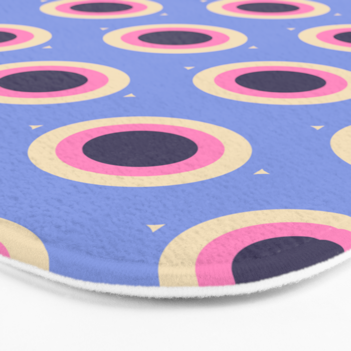 Geometric Mid century Modern blue abstract Bath Mat Gallery Image 3