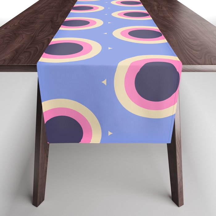 Geometric Mid century Modern blue abstract Table Runner Gallery Image 1