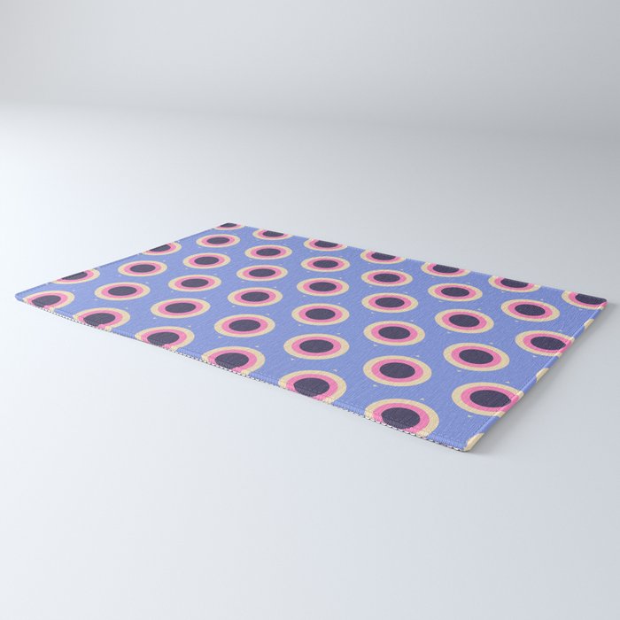 Geometric Mid century Modern blue abstract Rug Gallery Image 3