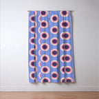Geometric Mid century Modern blue abstract Window Curtain Gallery Image 3