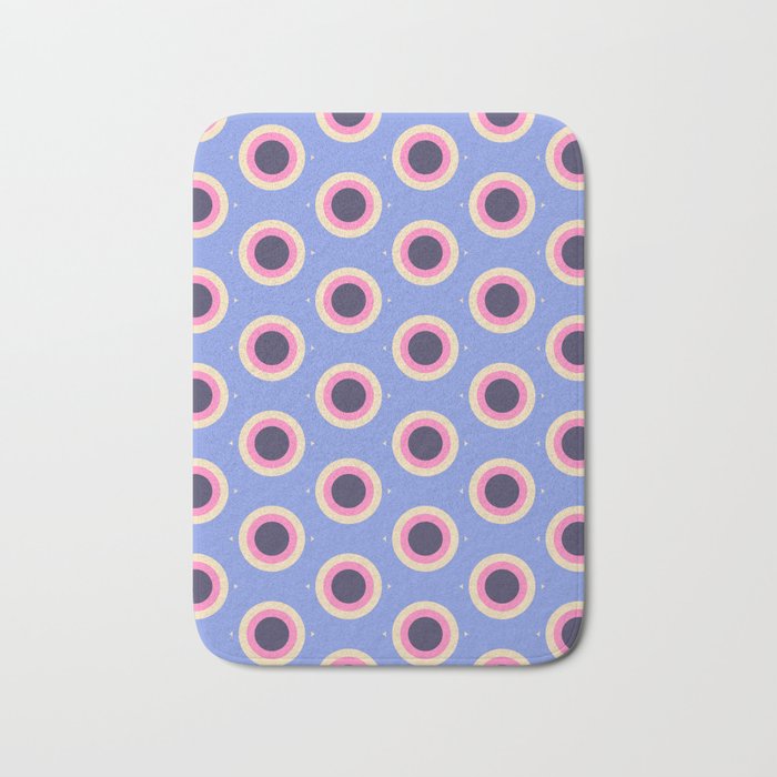 Geometric Mid century Modern blue abstract Bath Mat Gallery Image 1