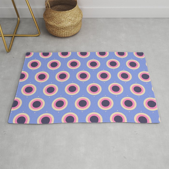 Geometric Mid century Modern blue abstract Rug Gallery Image 1