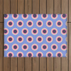 Geometric Mid century Modern blue abstract Outdoor Rug Gallery Image 1