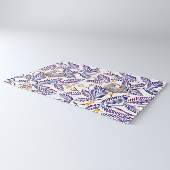 Happy Sloth - Tropical Indigo Leaves Rug Gallery Image 3