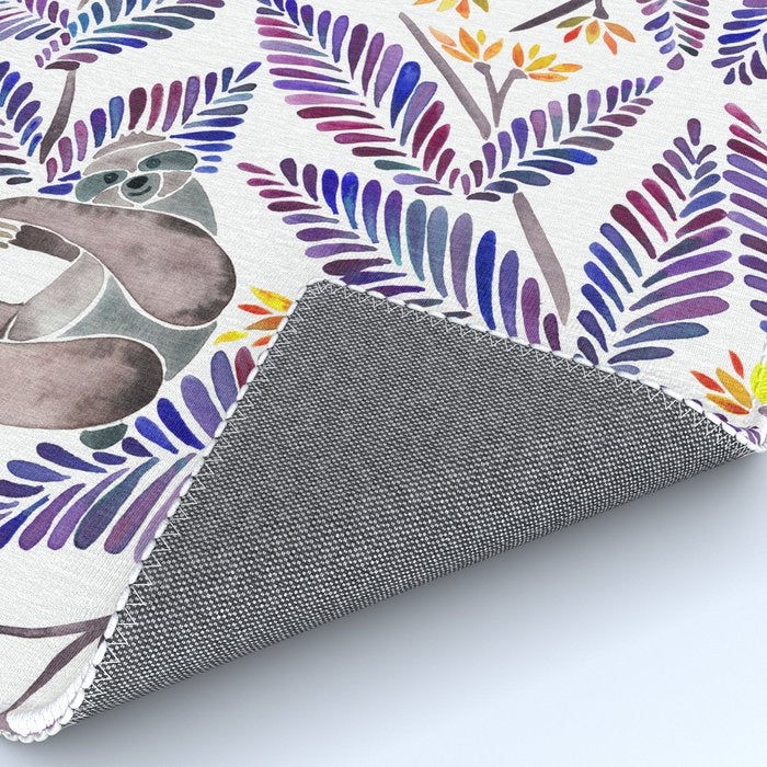 Happy Sloth - Tropical Indigo Leaves Rug Gallery Image 4
