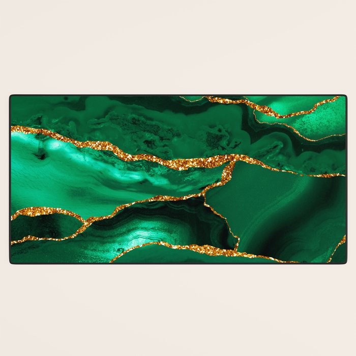 Abstract Green And Gold Emerald Marble Landscape  Desk Mat Gallery Image 3