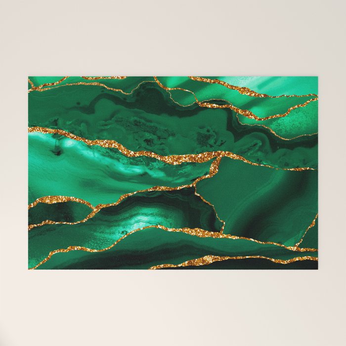 Abstract Green And Gold Emerald Marble Landscape  Welcome Mat Gallery Image 1
