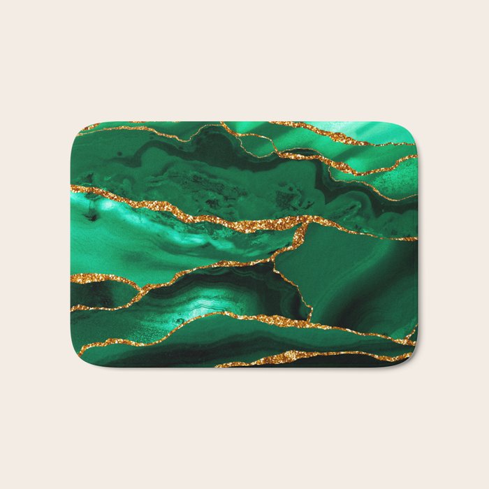 Abstract Green And Gold Emerald Marble Landscape  Bath Mat Gallery Image 1