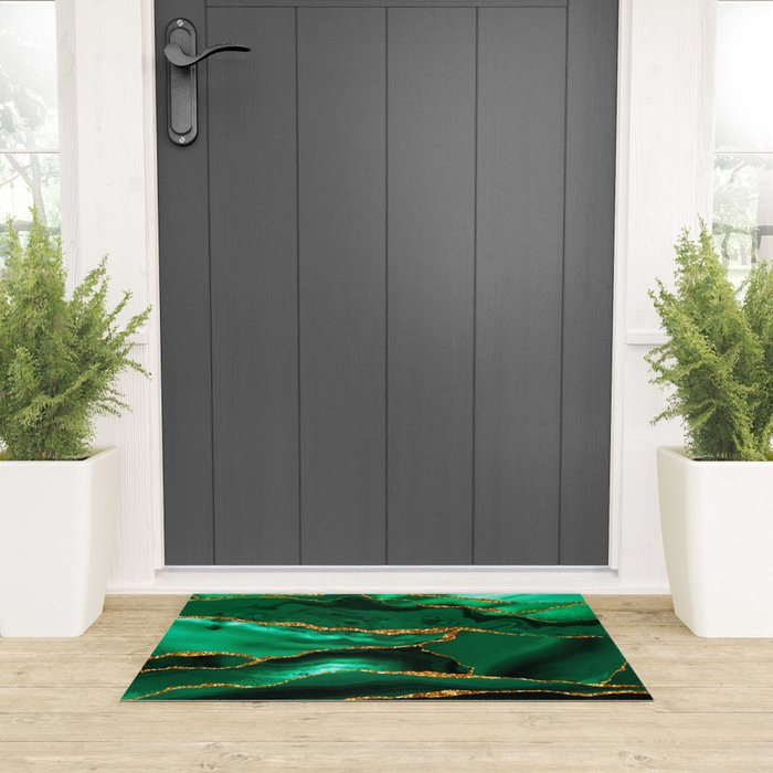 Abstract Green And Gold Emerald Marble Landscape  Welcome Mat Gallery Image 3