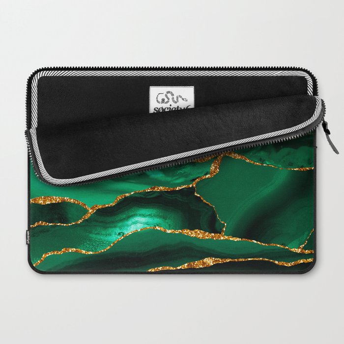 Abstract Green And Gold Emerald Marble Landscape  Laptop Sleeve Gallery Image 2