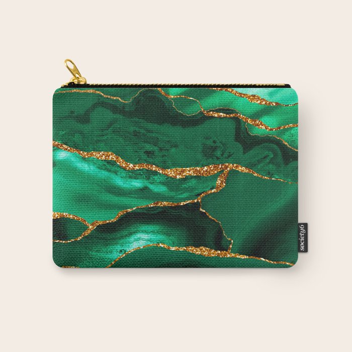 Abstract Green And Gold Emerald Marble Landscape  Carry All Pouch Gallery Image 1