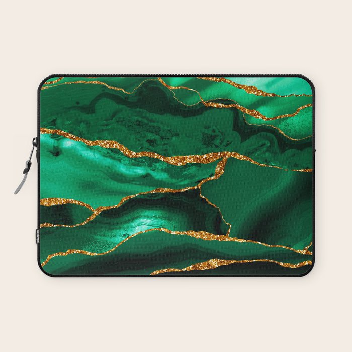 Abstract Green And Gold Emerald Marble Landscape  Laptop Sleeve Gallery Image 1