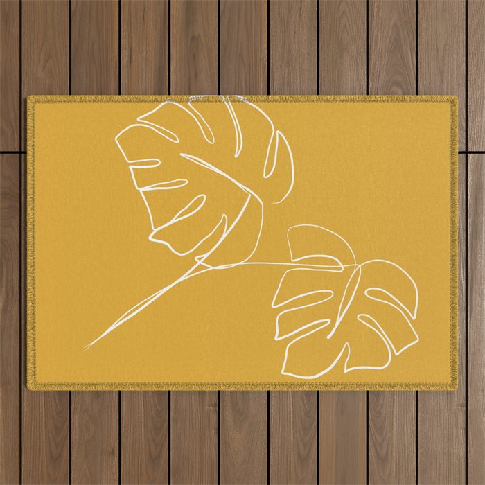 Monstera minimal - yellow Outdoor Rug Gallery Image 1