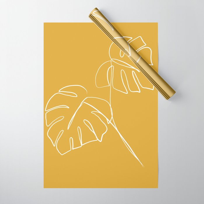 Monstera minimal - yellow Wrapping Paper Gallery Image 1