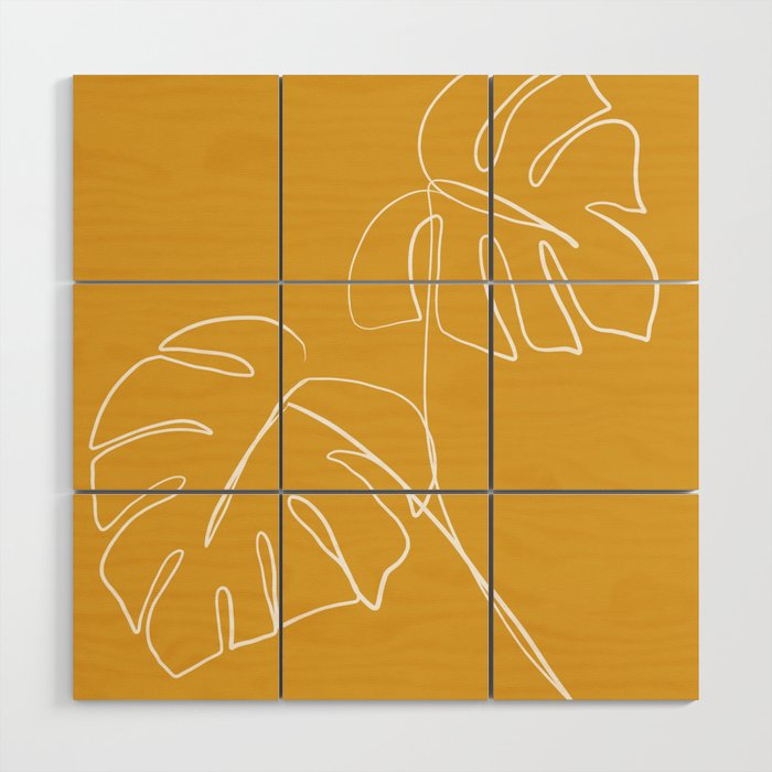 Monstera minimal - yellow Wood Wall Art Gallery Image 1