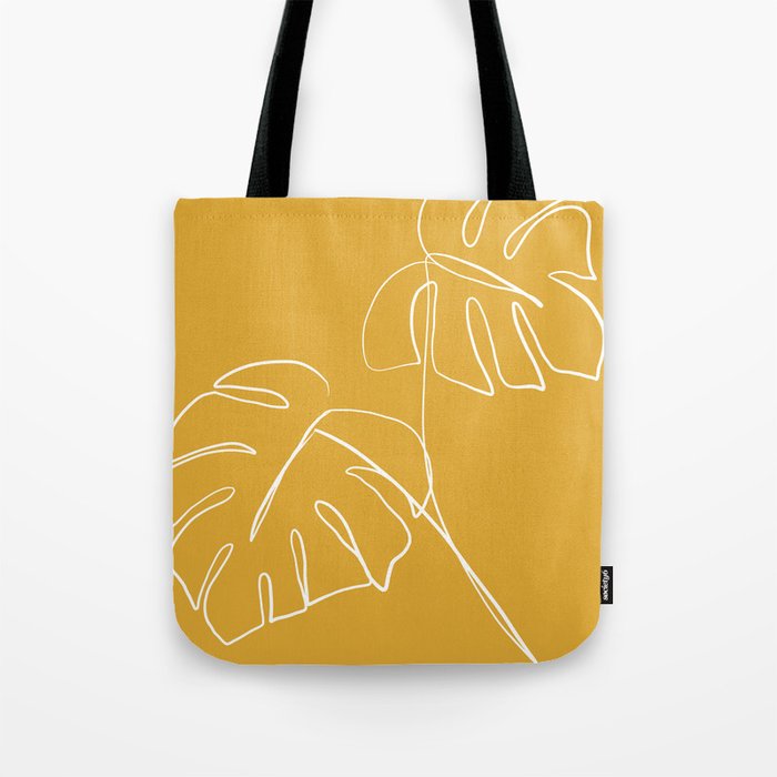 Monstera minimal - yellow Tote Bag Gallery Image 1