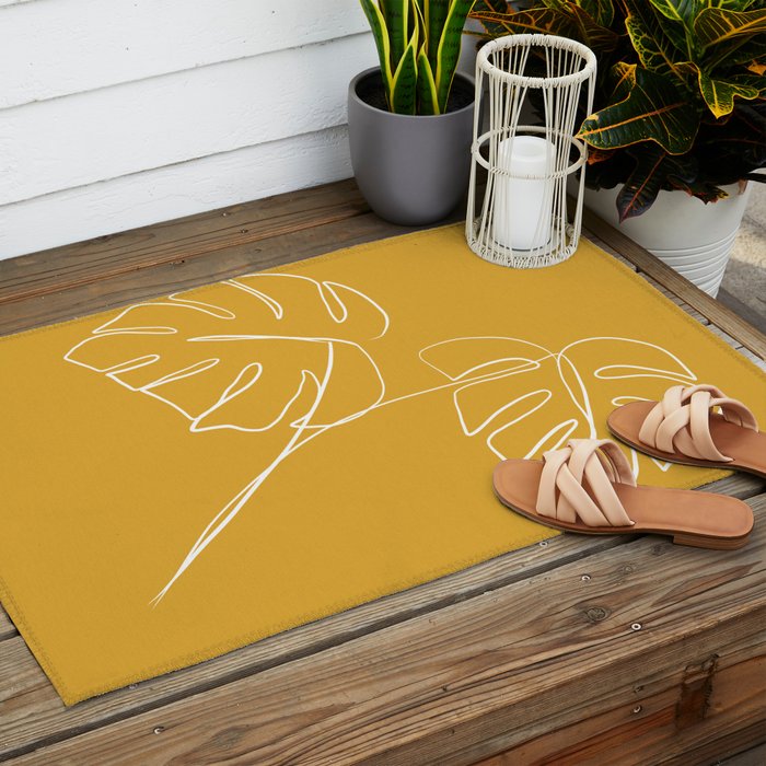 Monstera minimal - yellow Outdoor Rug Gallery Image 2